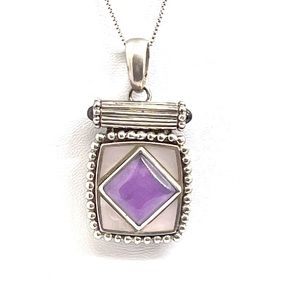 Sterling Mother of Pearl & Charoite Necklace